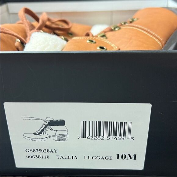 MIA Women’s Size 10 Cognac Tallia Luggage Sherpa Faux Fur Heeled Hiker Boot NEW - Picture 6 of 6